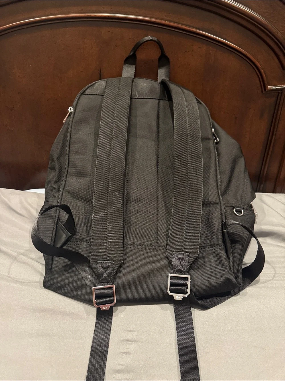 Lacoste Black Men's Backpack with Silver Logo Accent